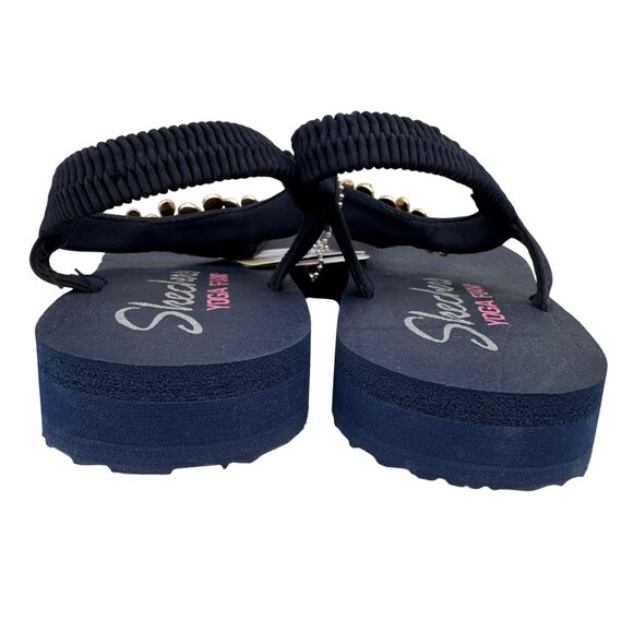 New Skechers Cali Meditation Navy blue Multicolor Daisy Embellish thong sandal 6 - Picture 7 of 9